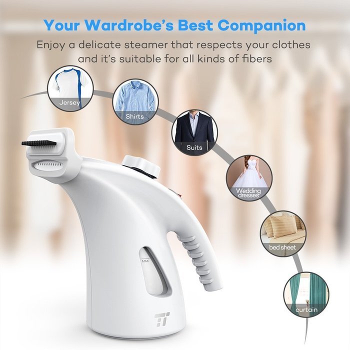 TaoTronics Garment Steamer, Upgraded 200ml Large Capacity Handheld Fabric Steamer for Clothes with Protective... N2