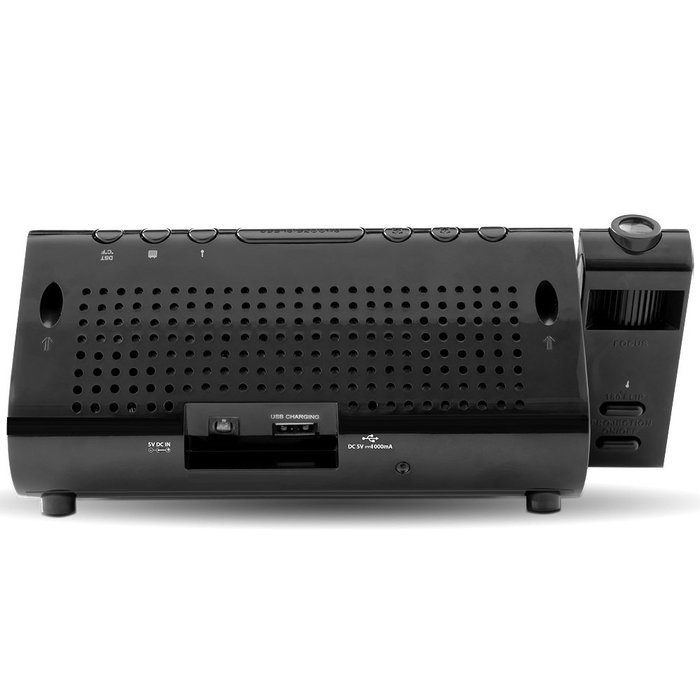 Electrohome USB Charging Alarm Clock Radio with Time Projection, Battery Backup, Auto Time Set, Dual Alarm, 1.2... N2