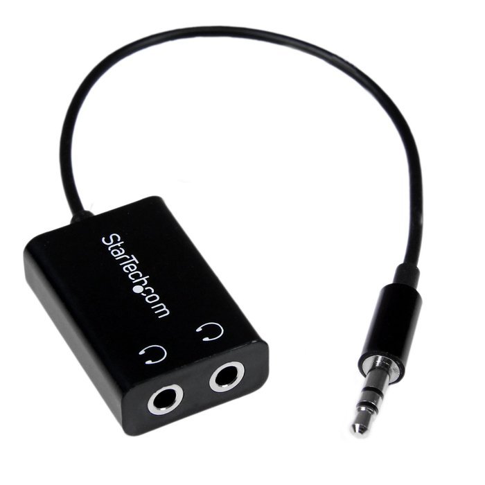StarTech.com Black Slim Mini Jack Headphone Splitter Cable Adapter - 3.5mm Audio Mini Stereo Y Splitter - 3.5mm... N5