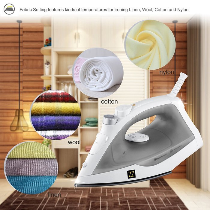 ZZ ES23571 Light Weight Steam Iron with Non-Stick Soleplate, 1200 W, White/Grey N8