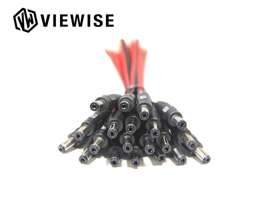 VIEWISE CCTV Security Camera DC Male Power Plug Pigtail Cable, Pack of 10 (Black/Red) N6