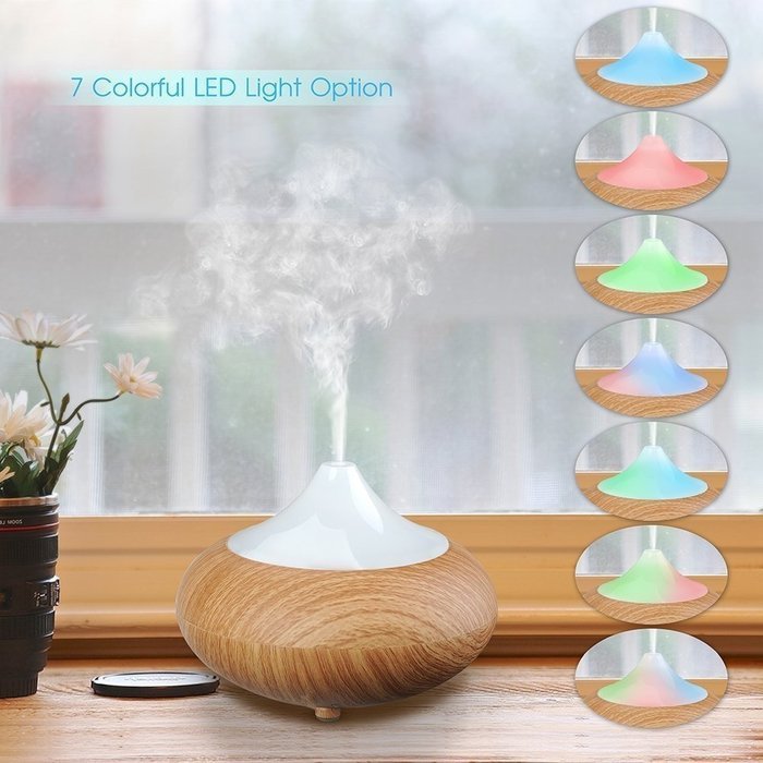 Wood Grain Electric Aromatherapy Essential oil Diffuser Cool Mist Humidifier with Color LED Display and Auto off... N10