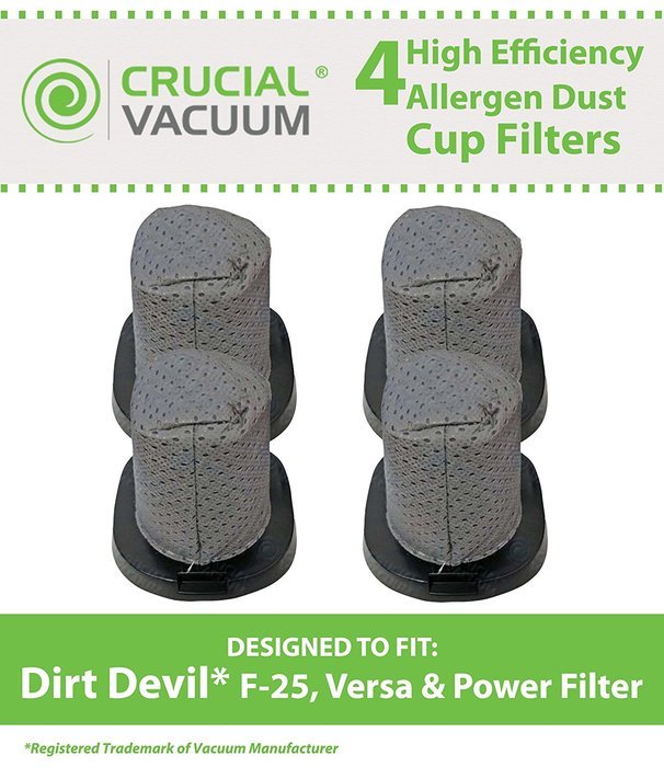 4 Dirt Devil F25 Dust Cup Filters Designed To Fit Dirt Devil Vacuum Cleaner F25 F-25 Filter, Versa Power Filter...