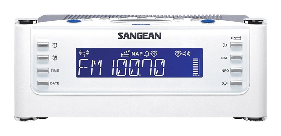 Sangean All in One Weather Atomic AM/FM Dual Alarm Clock Radio with Large Easy to Read Backlit LCD Display N4