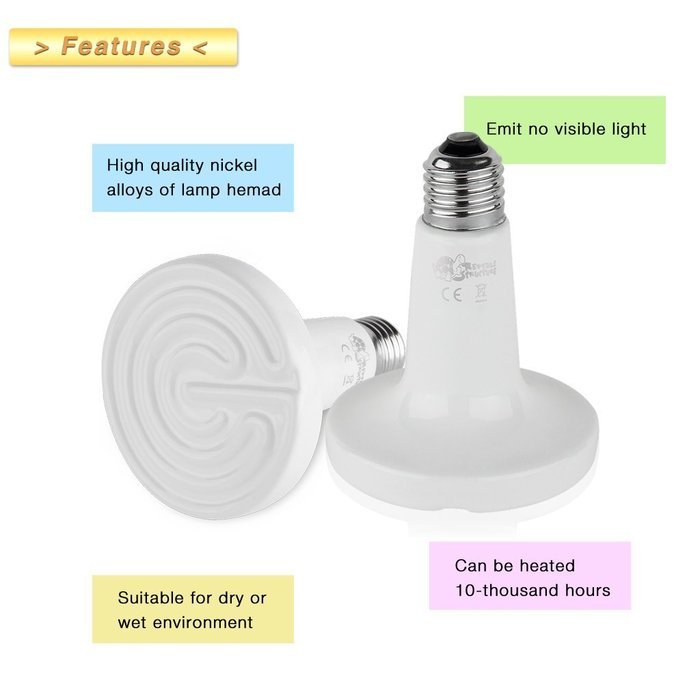 Floureon 110V 50W E27 Heat Lamp Grow Light Ceramic Infrared Electrical Natural Heat Emitter Appliances Lamp Bulb... N4
