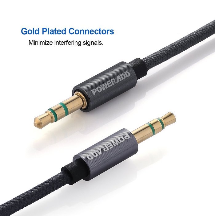 Poweradd Nylon Braided Stereo Audio Cable (3.3ft / 1m) Gold Plated Tangle-Free 3.5mm Male to Male AUX Cable for... N9