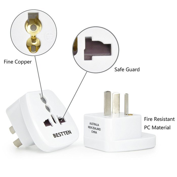Bestten 3 Outlet Portable Travel Surge Protector with 2.4A Dual USB Charging Ports, 18in Cord, ETL Listed, White N28