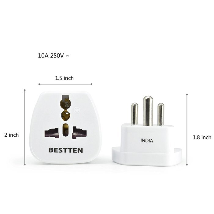 Bestten 3 Outlet Portable Travel Surge Protector with 2.4A Dual USB Charging Ports, 18in Cord, ETL Listed, White N30