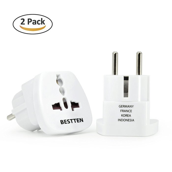 Bestten 3 Outlet Portable Travel Surge Protector with 2.4A Dual USB Charging Ports, 18in Cord, ETL Listed, White N32