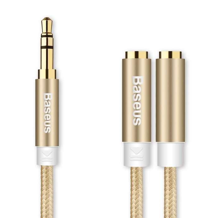 Y Splitter 1-to-2 Stereo Audio AUX Cable, Premium Audiophile Grade One Male to Two Female 3.5mm Jack Adapter Braided... N3