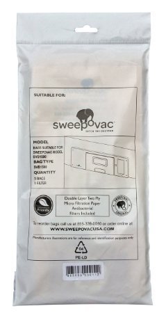 Sweepovac 5 pk of Replacement Bags and 1 Filter N2