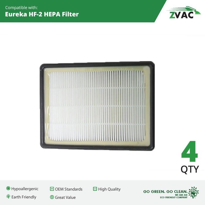 Eureka HF-2 HF2 HEPA Filters - 2 Pack - Similar to Part # 61111, 61111A, 61111B - Made by ZVac N4