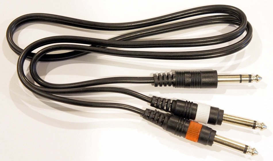 1/4" 6.3mm Stereo TRS Male Plug to 1/4" 6.3mm Mono Male Ts Y Cable Breakout 3ft.