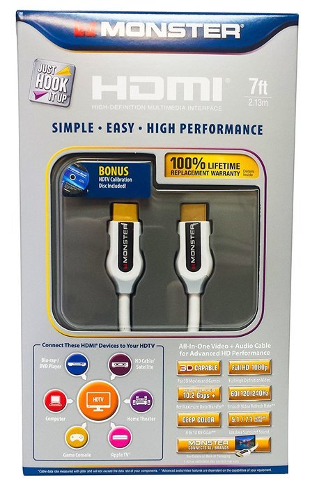 Monster Cable Just Hook It Up High Speed HDMI Cable 7 Ft - 3D Ready