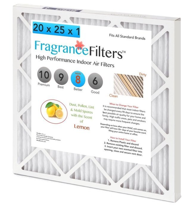 FragranceFilters Scented Air Filters, Fresh Lemon, MERV 8, Set of 4 (12x12x1)