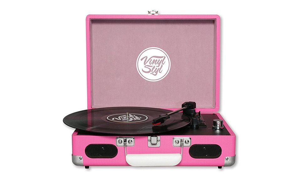 Vinyl Styl Groove Portable 3 Speed Turntable (Pink) N4