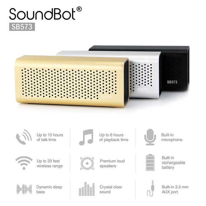 SoundBot SB573 Bluetooth Wireless Speaker for 6hrs Music Streaming & 10hrs Hands-Free Calling w/ Premium Aluminum... N6