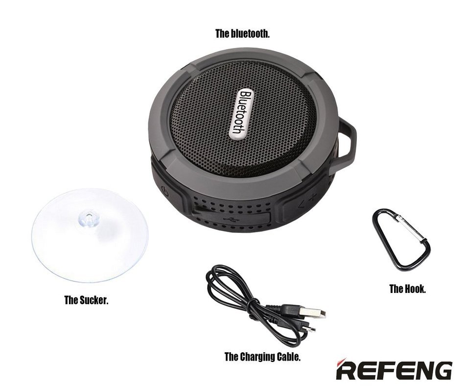 ReFeng RF573 HD Waterproof Bluetooth 3.0 Wireless Speaker w/ Mic, Suction Cup, Hook & Bike Rack for Indoor (Shower... N3