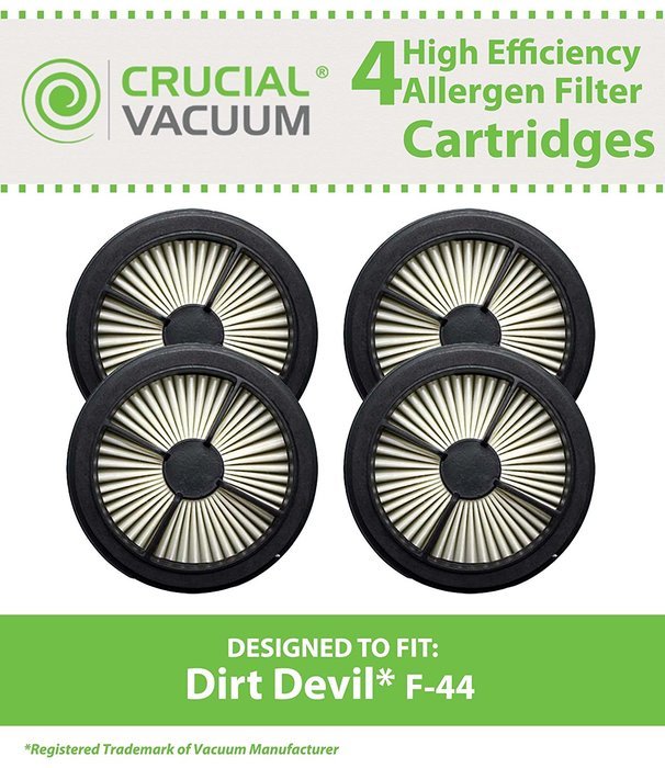 4 Dirt Devil F44 Allergen Pre-Motor Filters (With Foam) Cartridge Designed To Fit Dirt Devil Quick Lite Models...