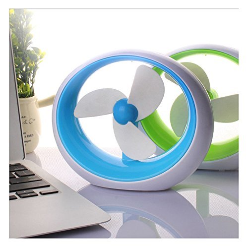 Fashion Round Simple USB Mini Fan Potable Battery Desktop Creative Colorful Fan With Three Leaves Cute Electric... N10