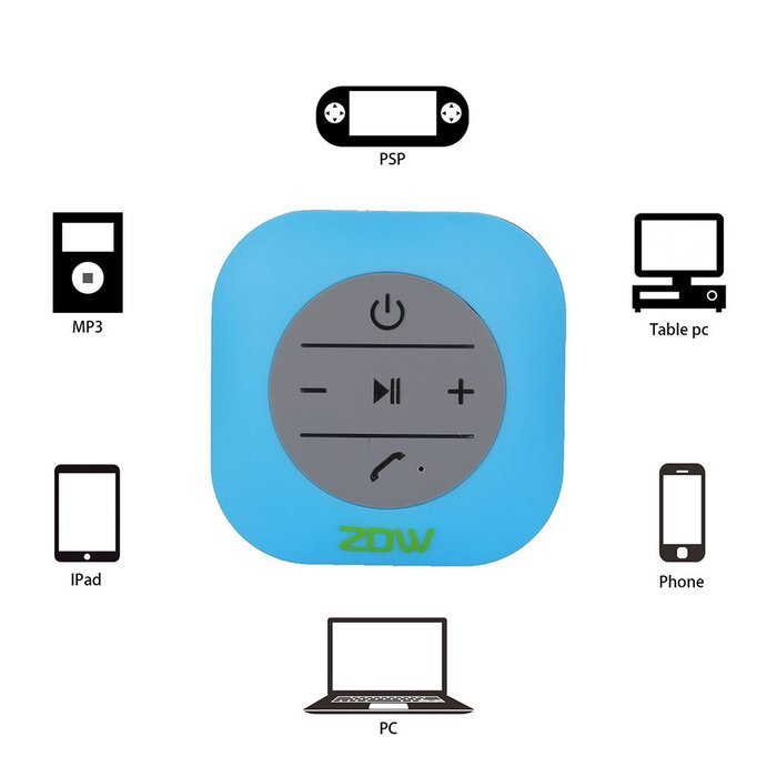 Wireless Bluetooth Shower Speaker , ZDW Outdoor 3.0 Waterproof Speakers with 3W Suction Cup Mic Hands-Free Speakerphone... N5