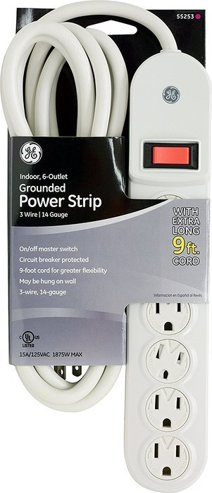 GE Indoor 6-Outlet Grounded Power Strip, 55253