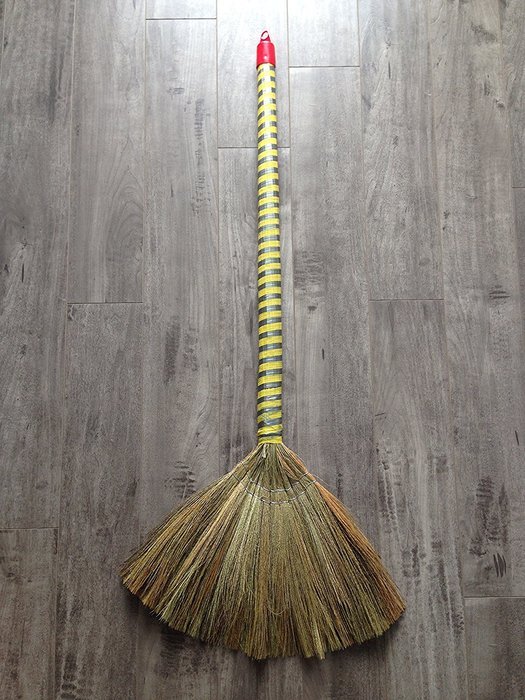 Zen Broom - Soft Indoor Broom w/ Large 16'' Head & Light / Flexible Asian Tiger Grass Bristles 40'' Overall Length N3