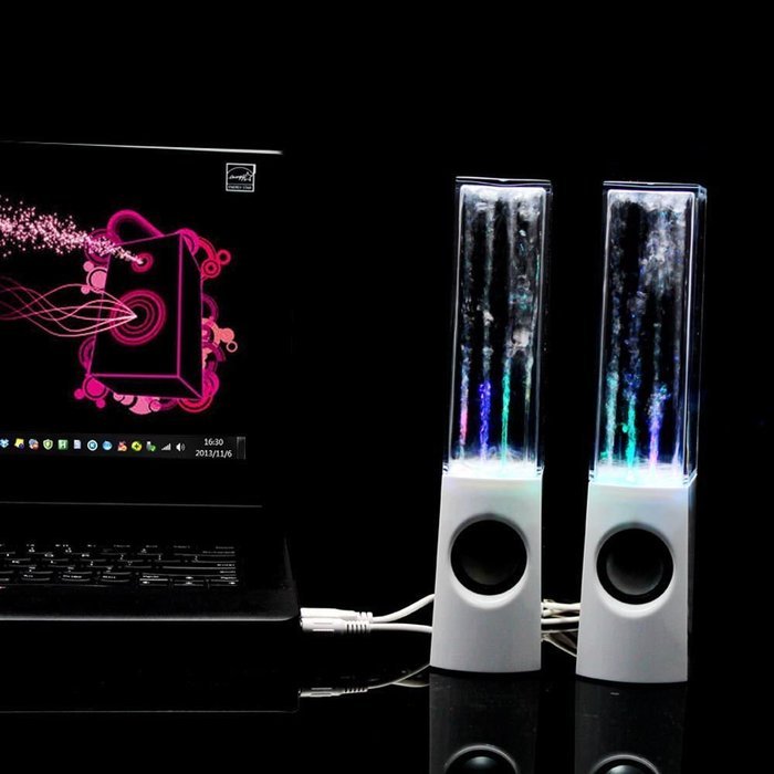 Kissmoji Mini USB White LED Water Dancing Speakers Light Show Water Fountain Speakers N4