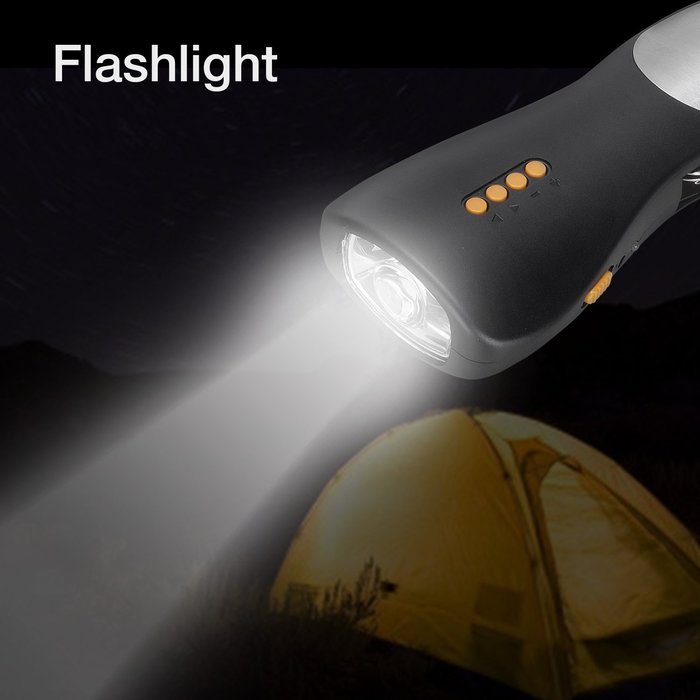 Sinvitron Hand Crank Self Powered Emergency Radio with LED Flashlight, Alarm, Swiss Knife Tool Set, Mobile Cell... N5
