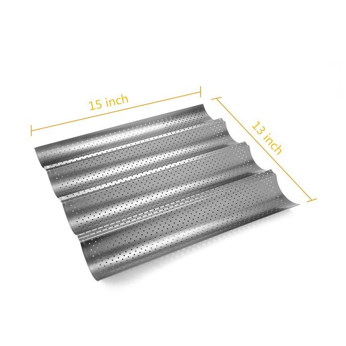 Perforated Baguette Pan, Homono Non-Stick Perforated French Bread Pan Wave Loaf Bake Mold, 15 by 13 by 1 inch... N5