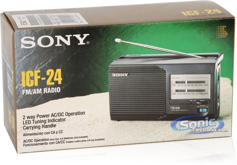 Sony Icf-24 (Icf24) Portable Am/fm Walkman Radio -2 Way Power Ac/dc Operation - LED Tuning Indicator - Carrying... N5