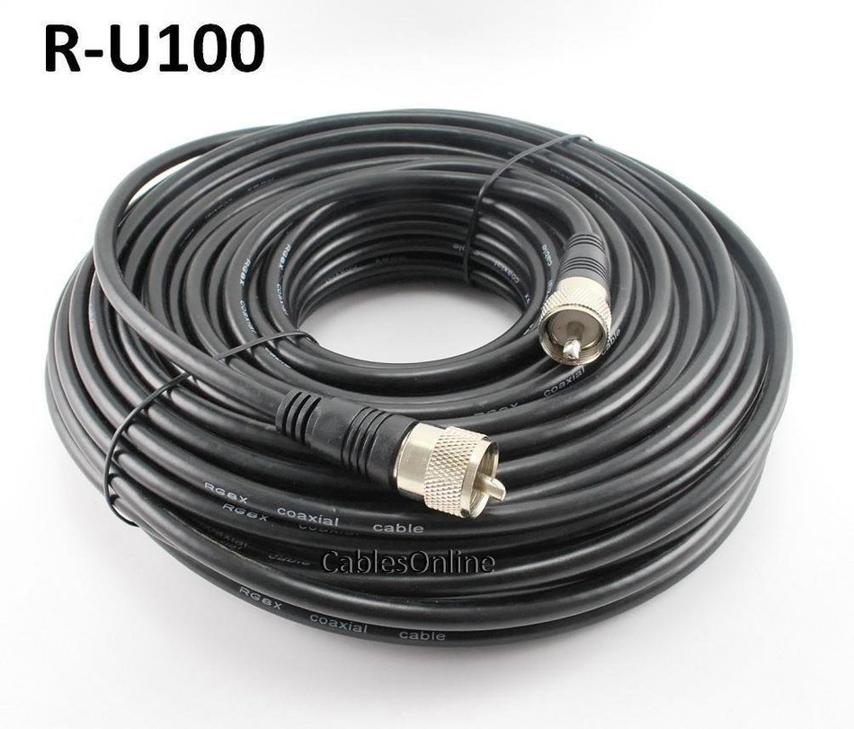 100ft Rg8x Coax UHF (Pl259) Male to Male 50 Ohm Antenna Cable