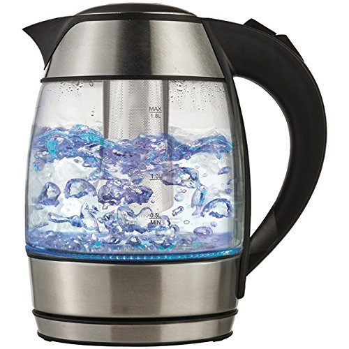 New BRENTWOOD KT-1960BK Borosilicate Glass Tea Kettle with Tea Infuser