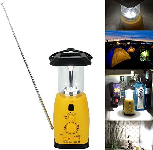 Generic Solar Hand Crank Dynamo Emergency LED Camping Lantern Flashlight with FM AM Radio& Cell Phone Charger