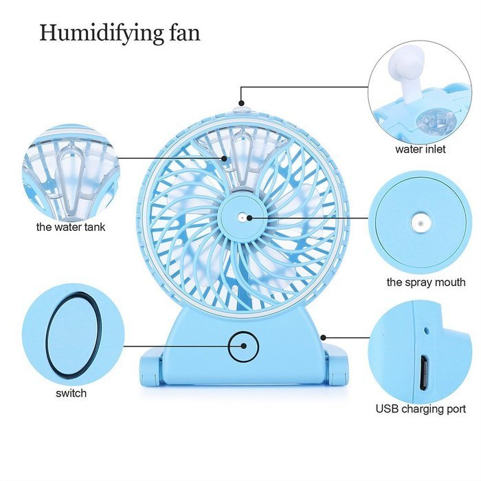 BASSTOP Portable Table Fan Mist Spray Cooling Desk Fan Air Handheld USB ...