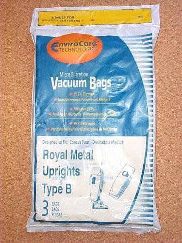 Royal Metal Upright Type B Vacuum Bags Microfiltration with Closure - 3 Pack