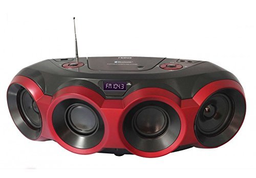 NAXA Electronics NPB-266 MP3/CD Boombox with Bluetooth (Red & Black)