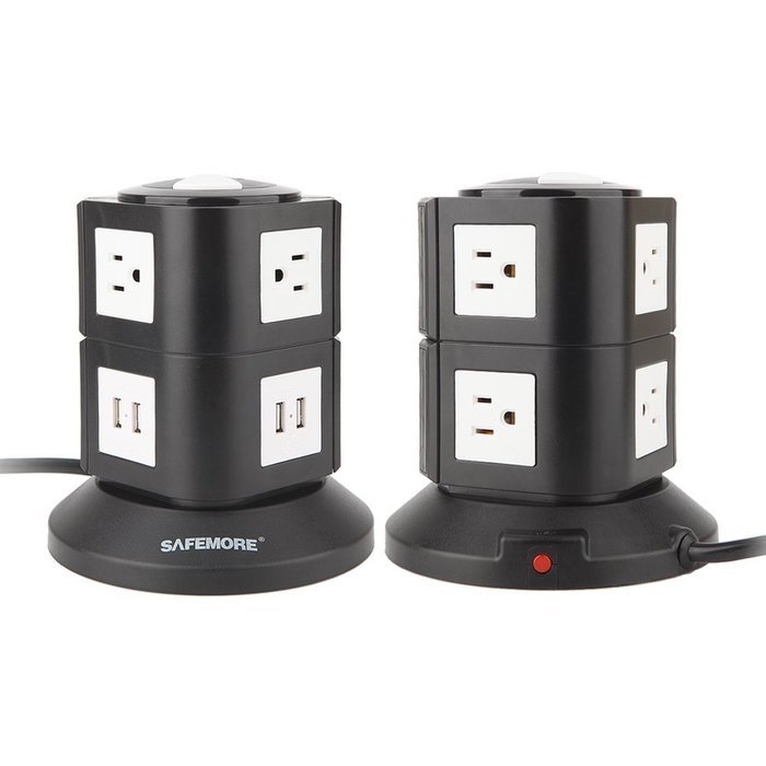 Power Strip, Safemore Smart 6-Outlet with 4-USB Surge Protection Power Socket 4000W 110-250V Worldwide Voltage... N6