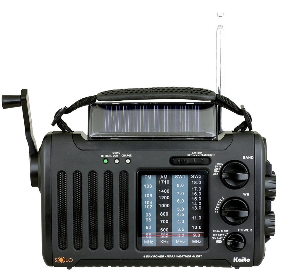 Kaito Voyager Solo KA450 Solar/Dynamo AM/FM//SW & NOAA Weather Emergency Radio with Alert & Cell Phone Charger... N9