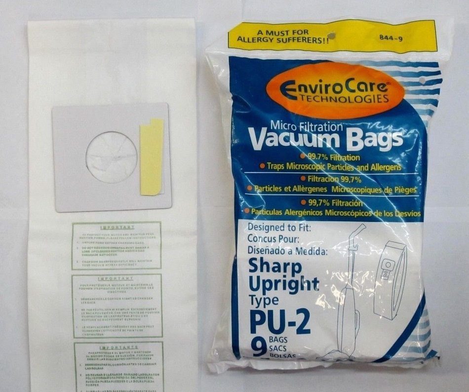 Sharp Vacuum PU-2 Microfiltration Bags - 9 Bags made by Envirocare