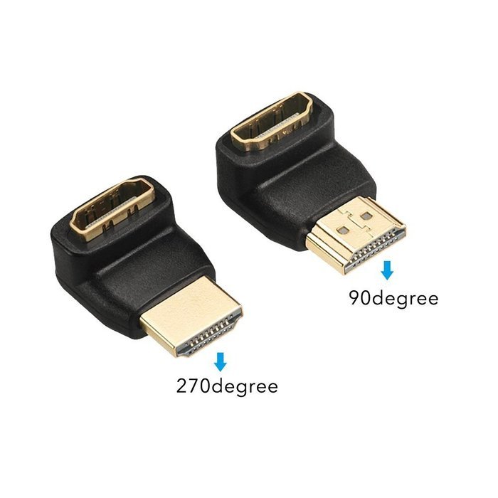 DIZA100 4-Pack HDMI Right Angle Connectors,2-Pack 90 Degree and 2-Pack 270 Degree HDMI Male to Female Adapters N7