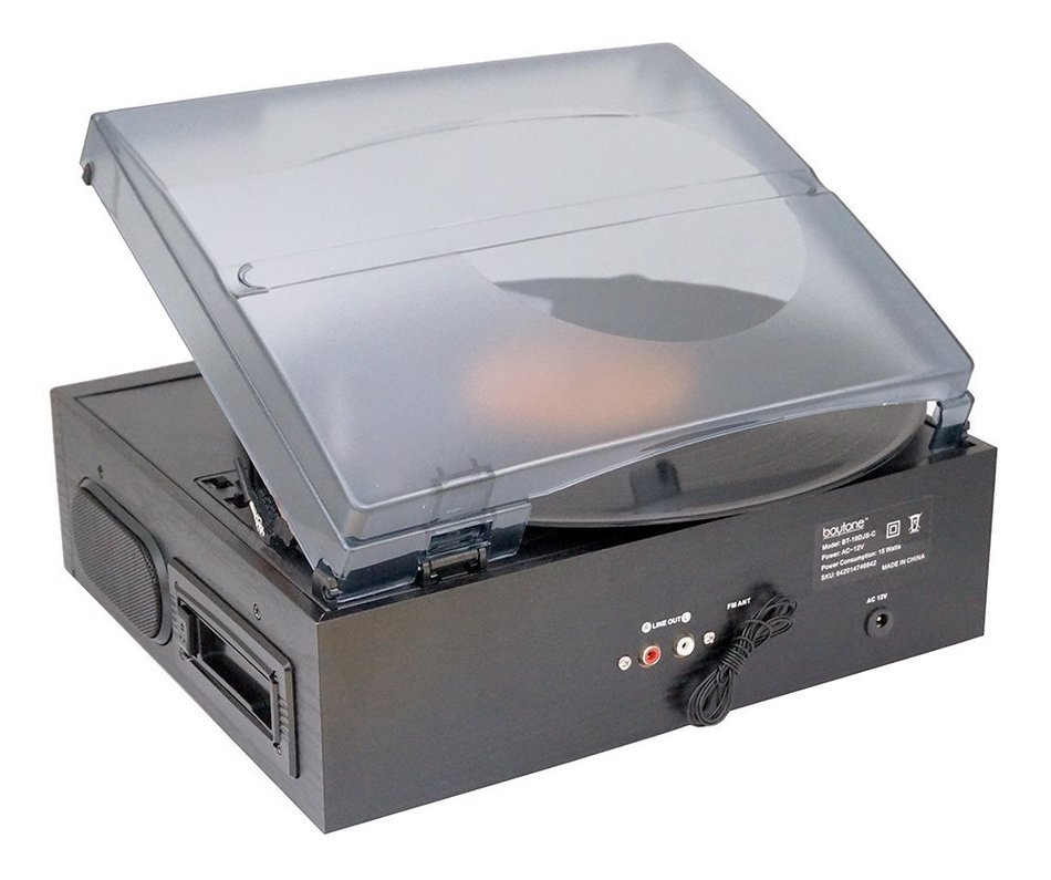 Boytone BT-19DJS-C 3-speed Turntable, 2 Built in Speakers Large Digital Display AM/FM, Cassette, USB/SD/AUX/MP3... N6