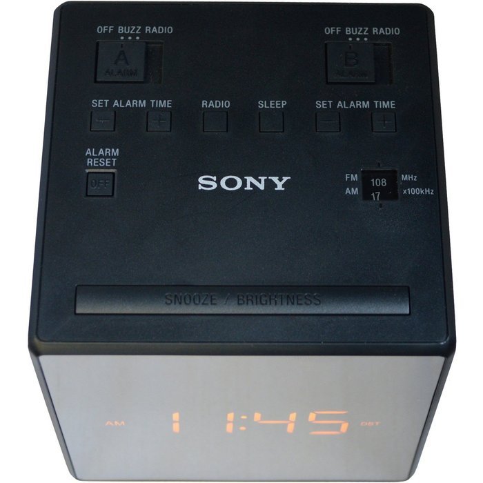 Sony Dual Alarm Clock with Extendable Snooze, AM/FM Radio, Built-in Calendar, Large LED Display, & Battery Backup... N7