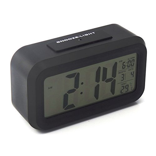 Elitek AC-8 Digital Silence LCD Alarm Clock LED Light Snooze / Backlight Digit Time Date Calendar N6