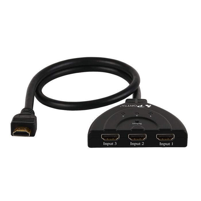Portta PET0301DU HDMI Switch / Switcher 3 Port 3x1 v1.3 with 1.5 ft Pigtail support 3D 1080p N6
