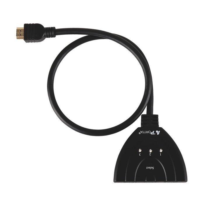 Portta PET0301DU HDMI Switch / Switcher 3 Port 3x1 v1.3 with 1.5 ft Pigtail support 3D 1080p N7
