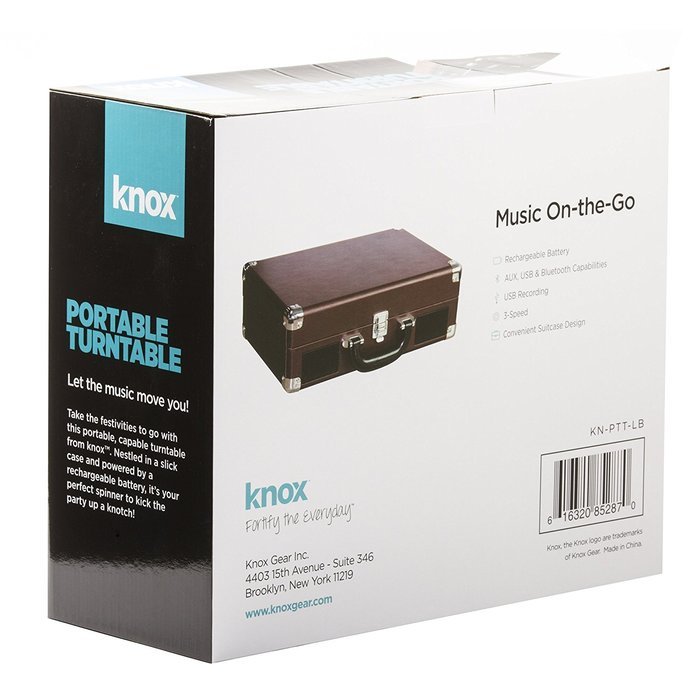 Knox Portable Bluetooth USB Turntable with Built-in Speakers (Leather Brown) N6