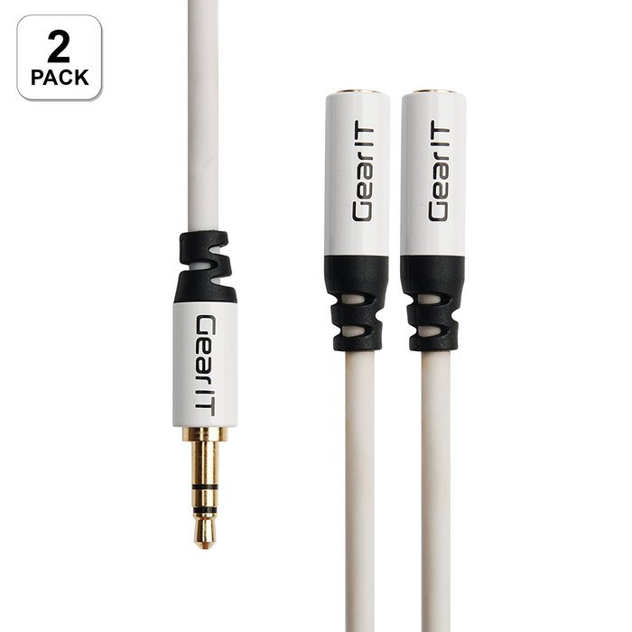 GearIT Pro Series Gold Plated 3.5mm Auxiliary Audio Stereo Y Headphone Splitter Extension Male to Female Cable... N9