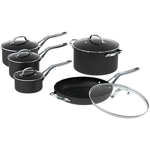 New THE ROCK by Starfrit 060319-001-0000 THE ROCK by Starfrit 10-Piece Cookware Set with Stainless Steel Handles