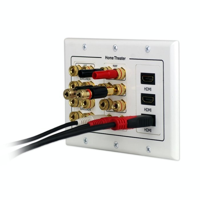 7.1/7.2 Home Theater Speaker Wall Plate 24K Gold Plated with 3 HDMI Connectors N3